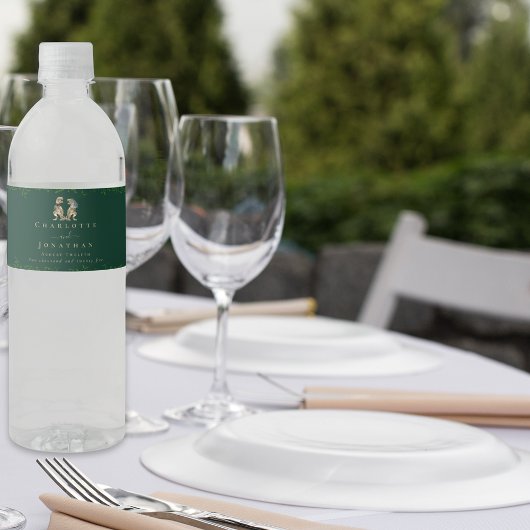 Dinosaur Theme Wedding Donkergroen Waterfles Etiket