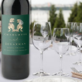 Dinosaur Theme Wedding Donkergroen Wijn Etiket