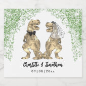 Dinosaur Theme Wedding Foliage custom Sparkling Wijnetiket (Enkel label)