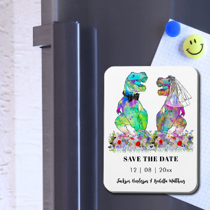 Dinosaur Theme Wedding Funny Save the Date Magneet