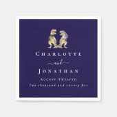 Dinosaur Theme Wedding Gepersonaliseerde Marine Bl Servet (Voorkant)