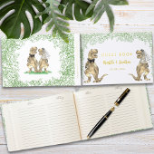 Dinosaur Theme Wedding Gold Folie Gastenboek