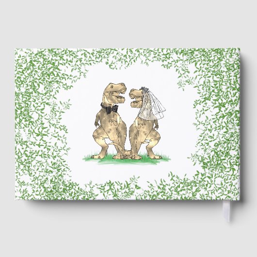 Dinosaur Theme Wedding Gold Folie Gastenboek (Achterkant)