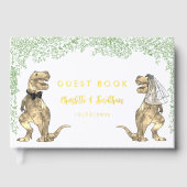 Dinosaur Theme Wedding Gold Folie Gastenboek (Voorkant)