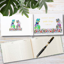 Dinosaur Theme Wedding Gold Gastenboek