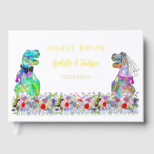 Dinosaur Theme Wedding Gold Gastenboek (Voorkant)