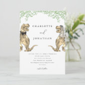 Dinosaur Theme Wedding Greenery Kaart (Staand voorkant)