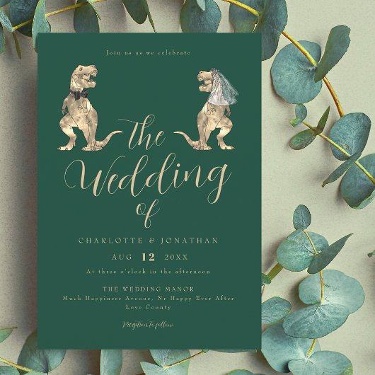 Dinosaur Theme Wedding Groen Kaart
