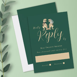 Dinosaur Theme Wedding Groen RSVP Kaartje
