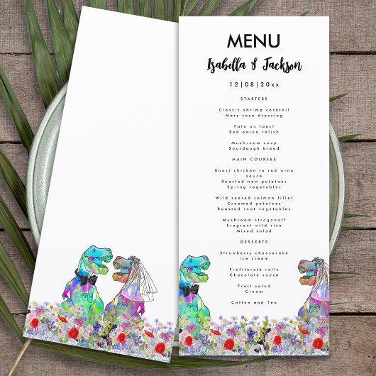 Dinosaur Theme Wedding Kleurrijke Wildflower Menu