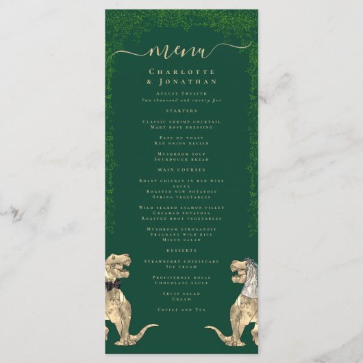 Dinosaur Theme Wedding Menu (Voorkant)