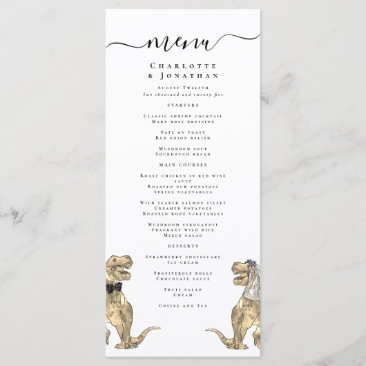 Dinosaur Theme Wedding Menu (Voorkant)