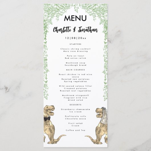 Dinosaur Theme Wedding Menu (Voorkant)