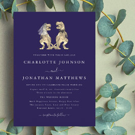 Dinosaur Theme Wedding Navy Blue Kaart
