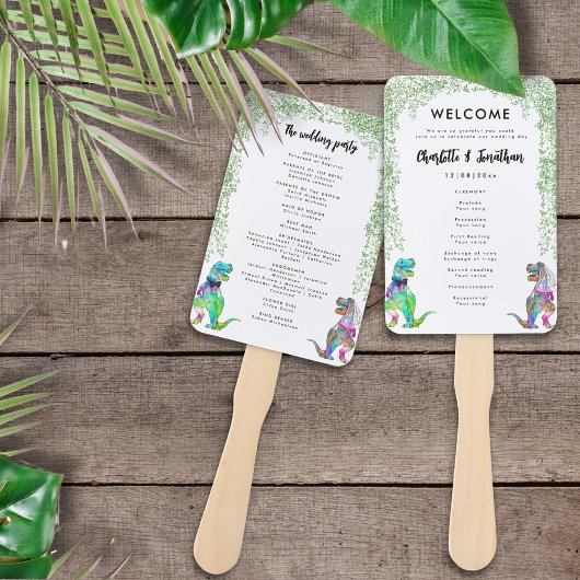 Dinosaur Theme Wedding Programma Handwaaier