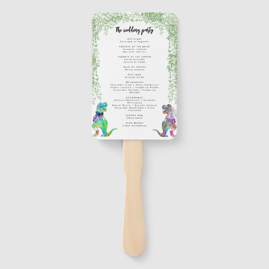 Dinosaur Theme Wedding Programma Handwaaier (Achterkant)