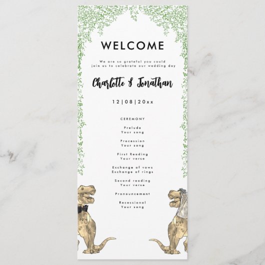 Dinosaur Theme Wedding Programma Programmakaart (Voorkant)