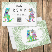 Dinosaur Theme Wedding QR code Beantwoorden RSVP Kaartje