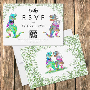 Dinosaur Theme Wedding QR code Beantwoorden RSVP Kaartje