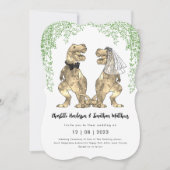 Dinosaur Theme Wedding QR-code Kaart (Voorkant)