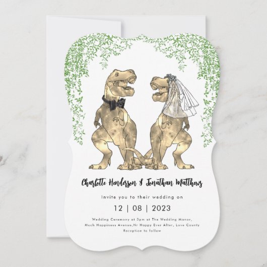 Dinosaur Theme Wedding QR-code Kaart (Voorkant)