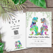 Dinosaur Theme Wedding QR-code Kaart