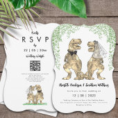 Dinosaur Theme Wedding QR-code Kaart