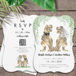 Dinosaur Theme Wedding QR-code Kaart