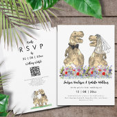 Dinosaur Theme Wedding QR-code Kaart