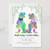 Dinosaur Theme Wedding QR-code Kaart (Voorkant)
