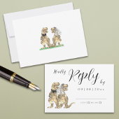 Dinosaur Theme Wedding Reply RSVP-kaart RSVP Kaartje