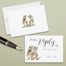 Dinosaur Theme Wedding Reply RSVP-kaart RSVP Kaartje