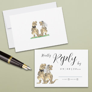 Dinosaur Theme Wedding Reply RSVP-kaart RSVP Kaartje