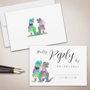 Dinosaur Theme Wedding Reply RSVP-kaart RSVP Kaartje
