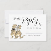 Dinosaur Theme Wedding Reply RSVP-kaart RSVP Kaartje (Voorkant)