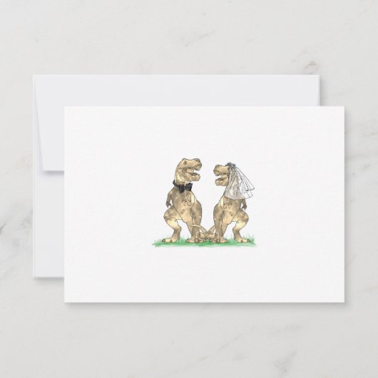 Dinosaur Theme Wedding Reply RSVP-kaart RSVP Kaartje (Achterkant)