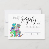 Dinosaur Theme Wedding Reply RSVP-kaart RSVP Kaartje (Voorkant)