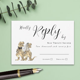 Dinosaur Theme Wedding Reply RSVP Kaartje