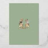 Dinosaur Theme Wedding Sage Green Gold Folie Uitnodiging (Achterkant)