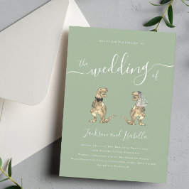 Dinosaur Theme Wedding Sage Green Kaart