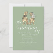 Dinosaur Theme Wedding Sage Green Kaart (Voorkant)
