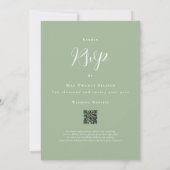 Dinosaur Theme Wedding Sage Green QR Code Kaart (Achterkant)