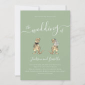 Dinosaur Theme Wedding Sage Groen Wit QR Code Kaart (Voorkant)