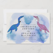 Dinosaur Theme Wedding Waterverf Zee Uitnodiging (Voorkant)