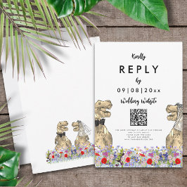 Dinosaur Theme Wedding Website Beantwoorden RSVP Kaartje