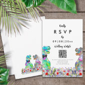 Dinosaur Theme Wedding Website QR Code RSVP Kaartje