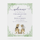 Dinosaur theme Wedding Welcome Navy Blue Script Acryl Bord (Voorkant)