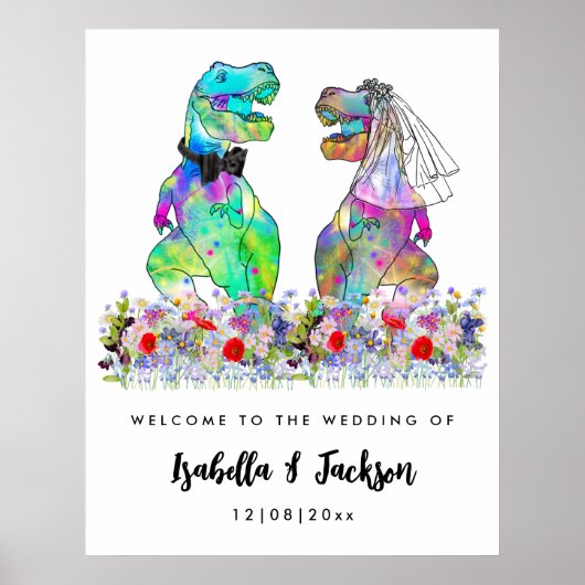 Dinosaur Theme Wedding Welkom Poster (Voorkant)