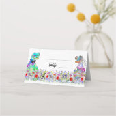 Dinosaur Theme Wedding Wildflower Plaatskaartje (Voorkant)