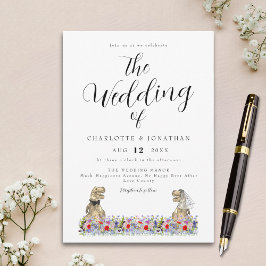 Dinosaur Theme Wildflower Wedding Kaart
